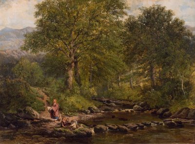 Stepping Stones on the River Rothay, Under Loughrigg, 1857 by George W. Pettit